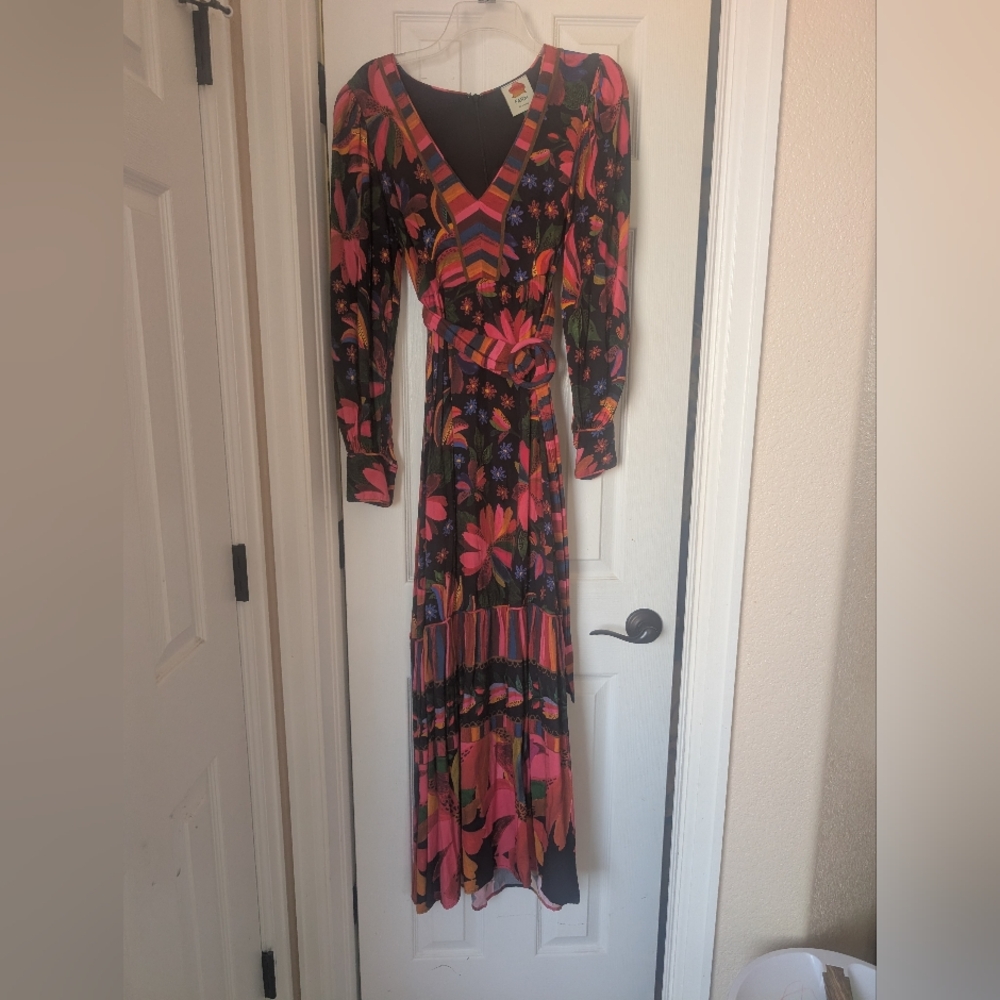 Farm Rio Floral Long Sleeve Maxi Dress